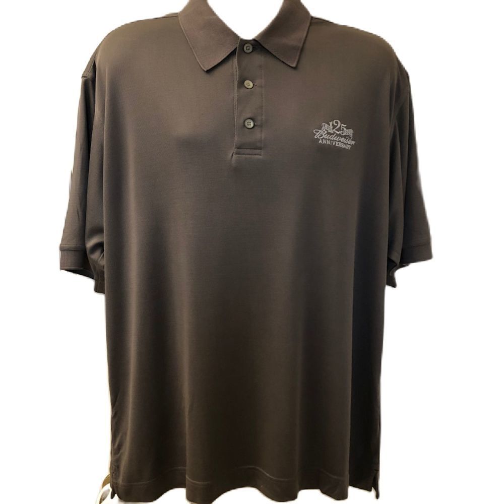 Vintage Cutter & Buck Silk Gray Men's Polo Shirt Budweiser 125 Years Anniversary
